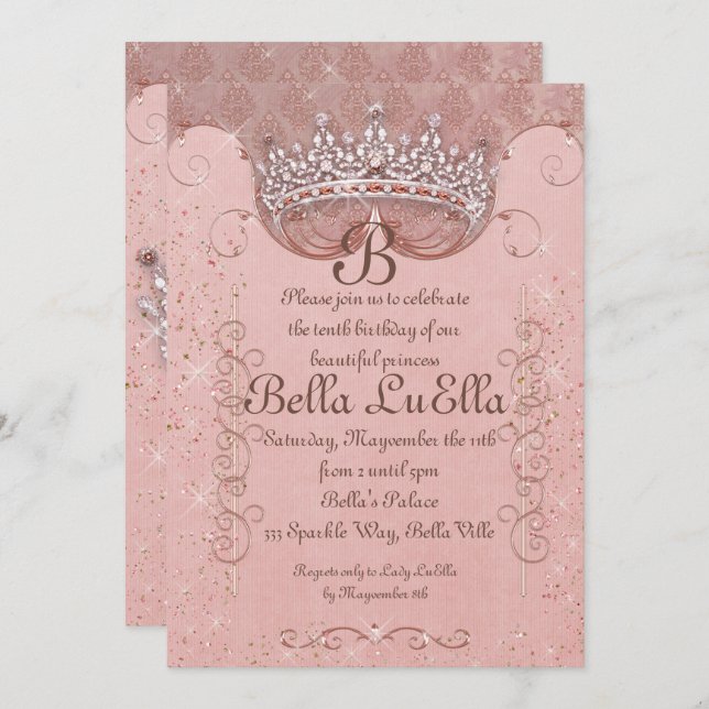 Princess Bling Diamond Party Invitations (Front/Back)
