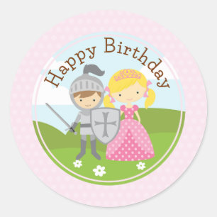 Princess blonde and Knight 2inch circle sticker