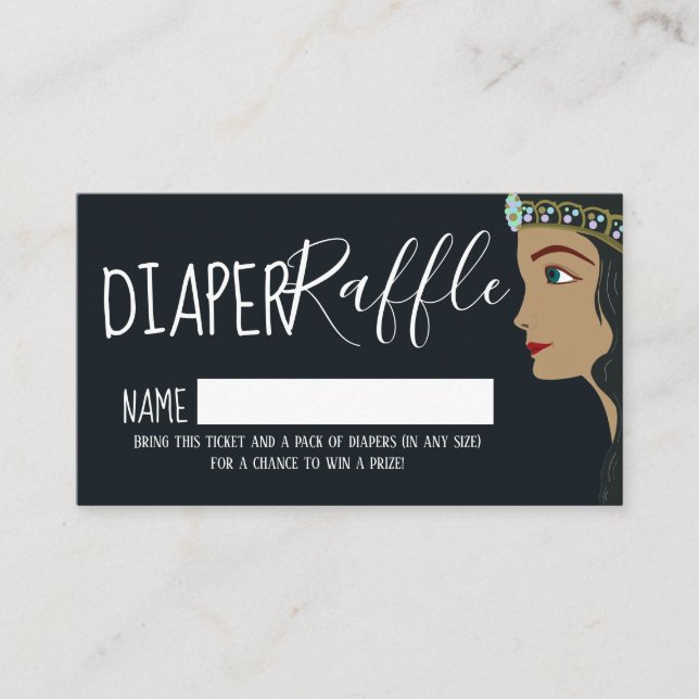 Princess Blue Baby Shower Diaper Raffle Ticket Enclosure Card (Front)
