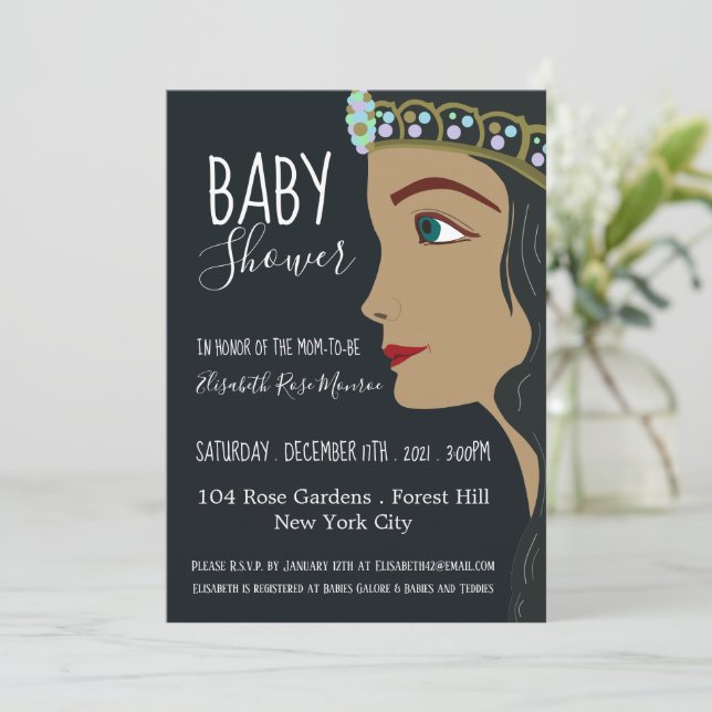 Princess Blue Baby Shower Invitation (Standing Front)