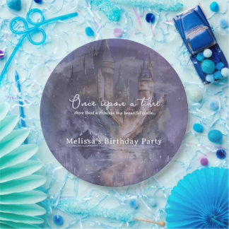 Princess Blue Castle Birthday Paper Plate