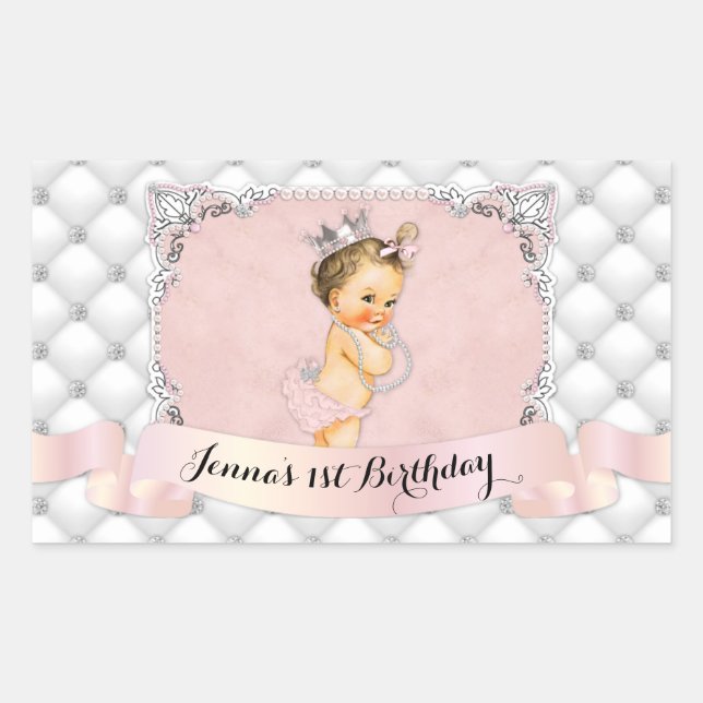 Princess Blush Pink Diamonds Pearls Sticker (Front)