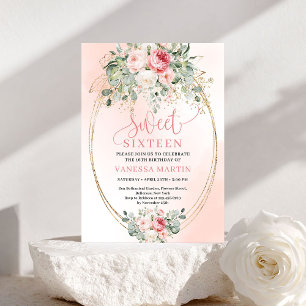 Princess Blush Rose Gold Sweet 16 Birthday Invite