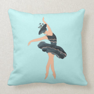 Princess butterfly ballerina blue and gold throw p pillow