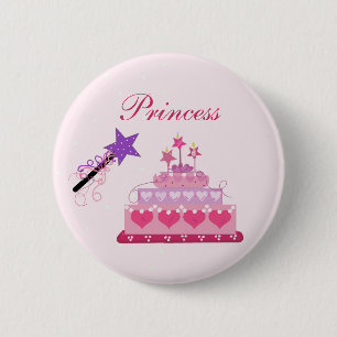Princess Cake and Wand 2 Inch Round Button