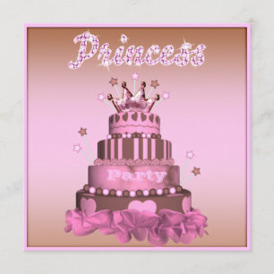 Princess Cake & Cupcakes (back) Birthday Party Invitation