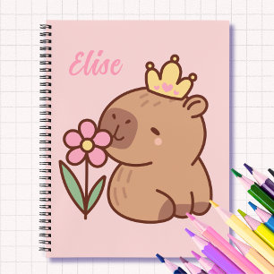 Princess capybara Cartoon pink girly personalized Notebook
