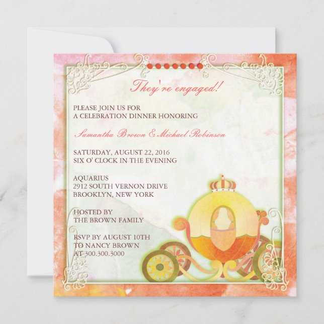 Princess Carriage : Invitations Fiançailles (Devant)