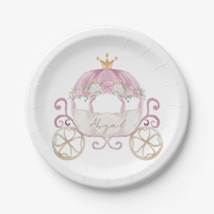Princess Carriage Personalized Baby Shower Paper Plate