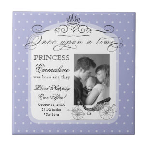 Princess Carriage Polka Dot Swirl Photo Baby Girl Tile