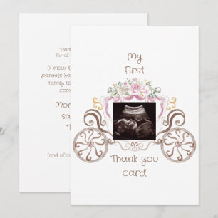 Princess Carriage Ultrasound Baby Shower Funny  Thank You Card