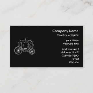 Princess Carriage, White on Black. Business Card