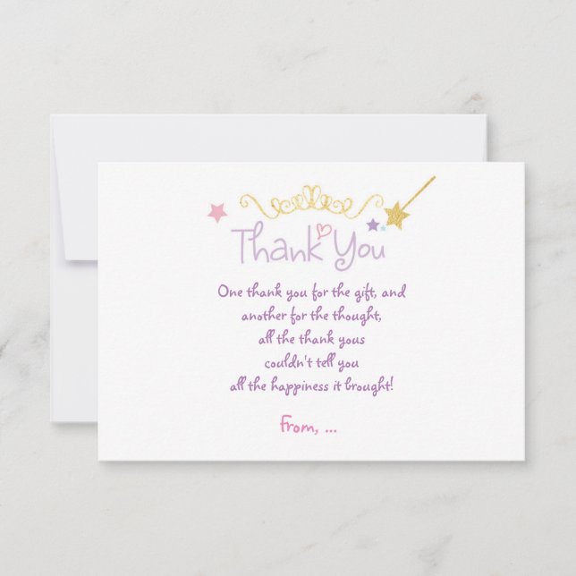 PRINCESS CARTE DE REMERCIEMENTS d'anniversaire per (Devant)