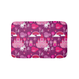 princess castle and unicorn rainbow bath mat