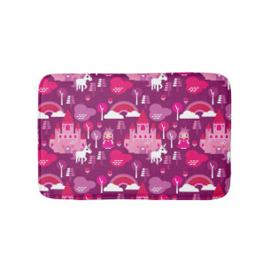 princess castle and unicorn rainbow bath mat