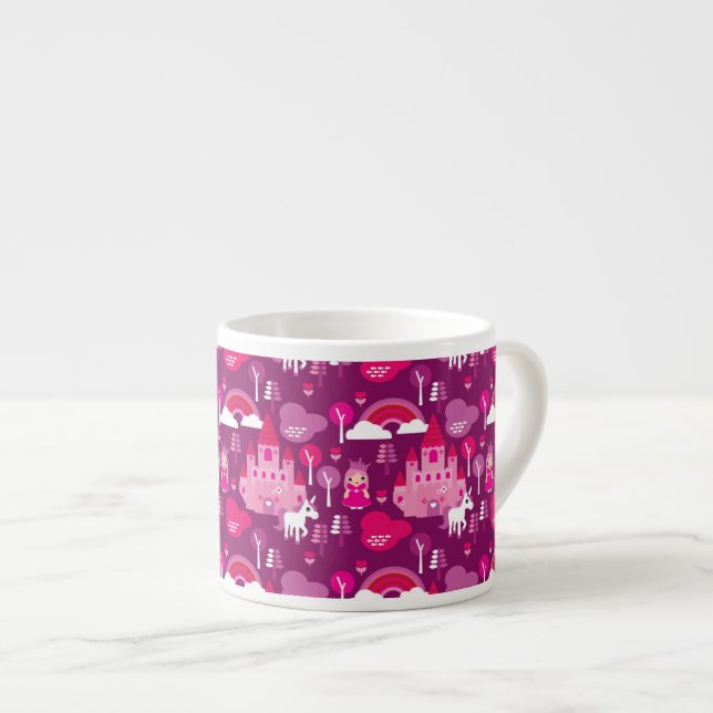 princess castle and unicorn rainbow espresso cup (Front Right)