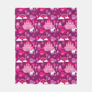 princess castle and unicorn rainbow fleece blanket