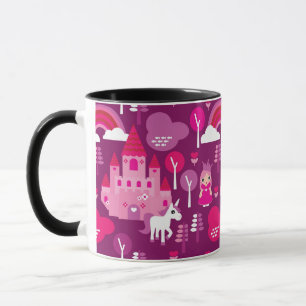 princess castle and unicorn rainbow mug