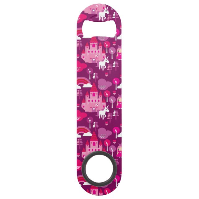 princess castle and unicorn rainbow speed bottle opener (Front)