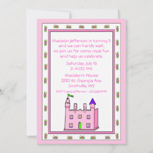 Princess Castle Anniversaire Fête Invitation
