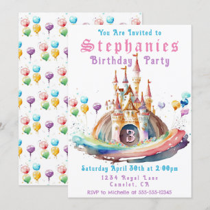Princess Castle Anniversaire Fête Invitation