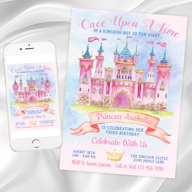 Princess Castle Any Number Princess Birthday Party Invitation (Princess Castle Any Number Princess Birthday Party Invitation. Digital download and print files.)
