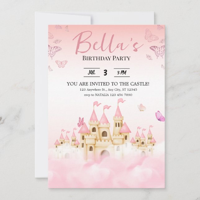 Princess Castle Birthday Invitation (Front)
