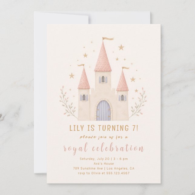 Princess Castle Birthday Invitation (Front)
