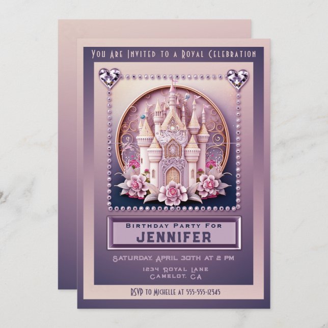 Princess Castle Birthday Party Invitation (Front/Back)