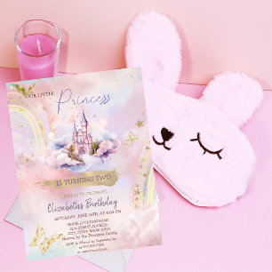 Princess Castle Butterfly Rainbow Birthday Invitation