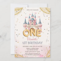 Princess Castle Confetti Watercolor 1st Birthday