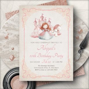 Princess Castle Cute Girls Birthday Invitation