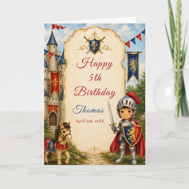 Princess Castle Dragon Birthday Card (Front)