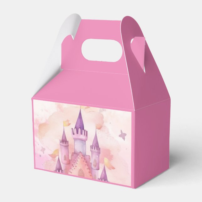 princess castle pink birthday favours box (Front Side)