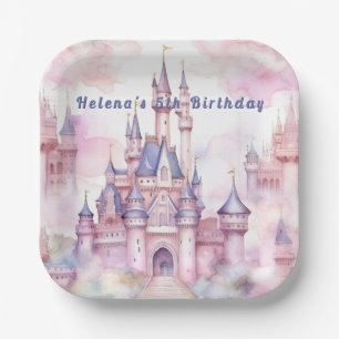 Princess Castle Pink Purple Paper Plate