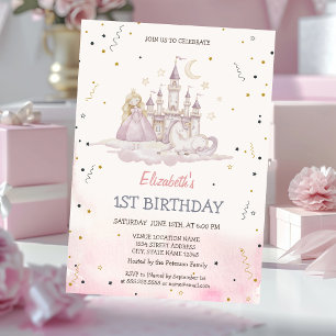 Princess Castle Pony Watercolor Invitation