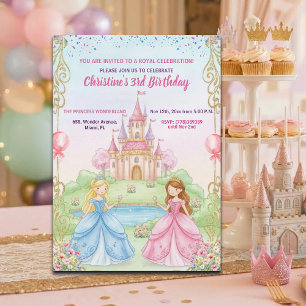 Princess Castle Royal 3rd Birthday Party Invitation