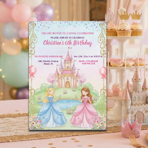 Princess Castle Royal 6th Birthday Party Invitation