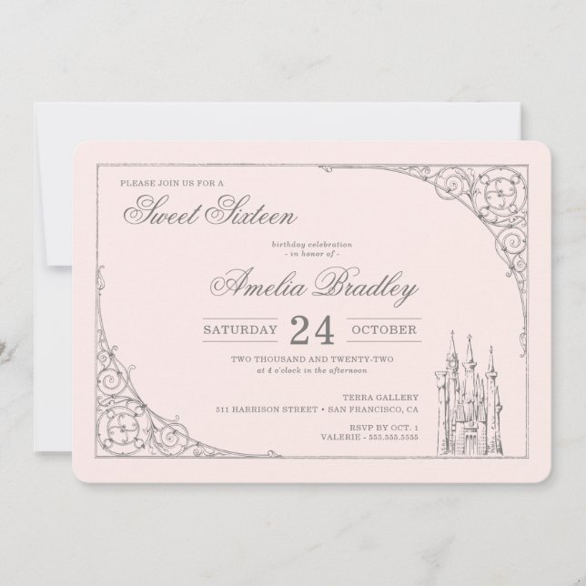 Princess Castle | Sweet Sixteen 16 Birthday Invita Invitation (Front)