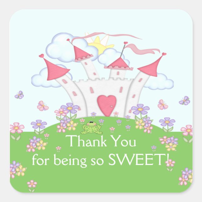 Princess Castle Thank You Square Sticker! Sticker (Front)