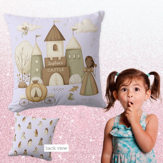 Princess Castle with name Throw Pillow (Creator Uploaded)