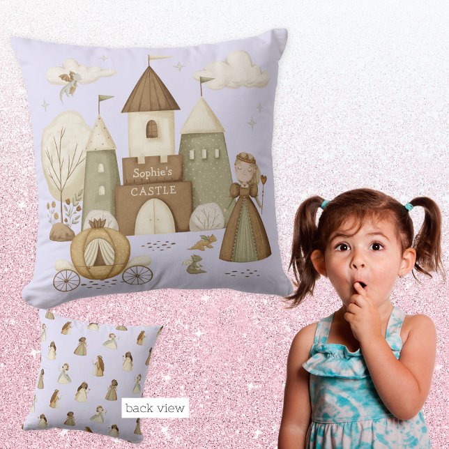 Princess Castle with name Throw Pillow (Creator Uploaded)