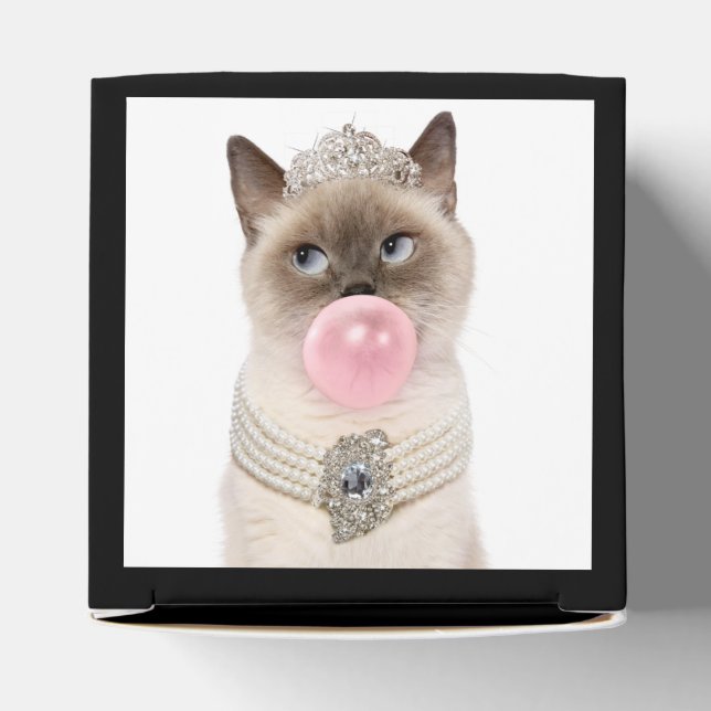 Princess Cat Blowing Bubble Gum Favor Box (Top)