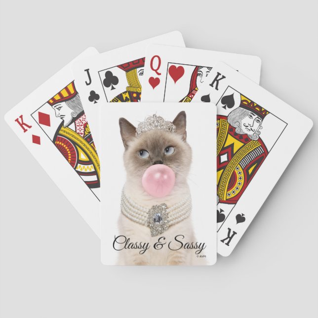 Princess Cat Blowing Bubble Gum Playing Cards (Back)