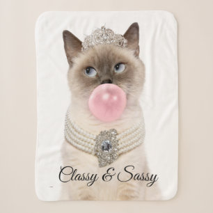 Princess Cat Blowing Bubble Gum Sherpa Blanket