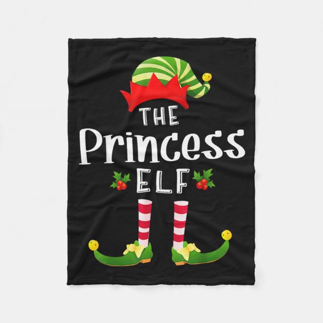 Princess Christmas Elf Matching Pajama X-mas Party Fleece Blanket (Front)