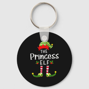 Princess Christmas Elf Matching Pajama X-mas Party Keychain
