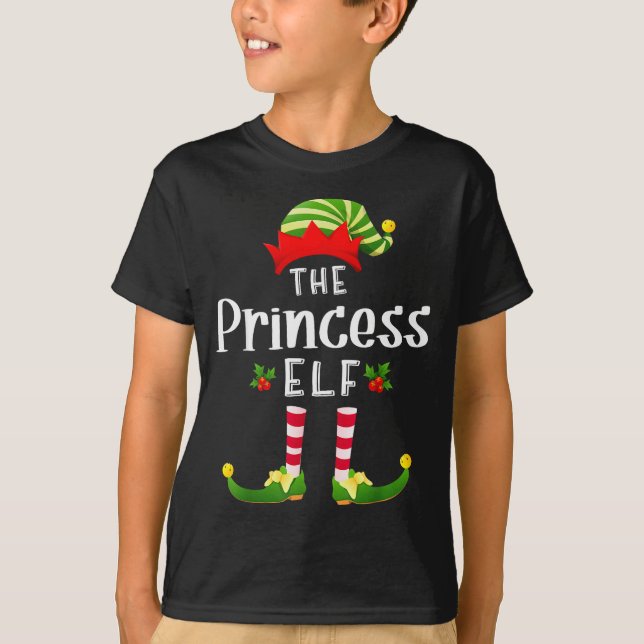 Princess Christmas Elf Matching Pajama X-mas Party T-Shirt (Front)