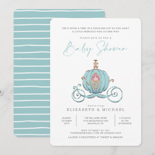 Princess Cinderella Carriage   Girl Baby Shower Invitation
