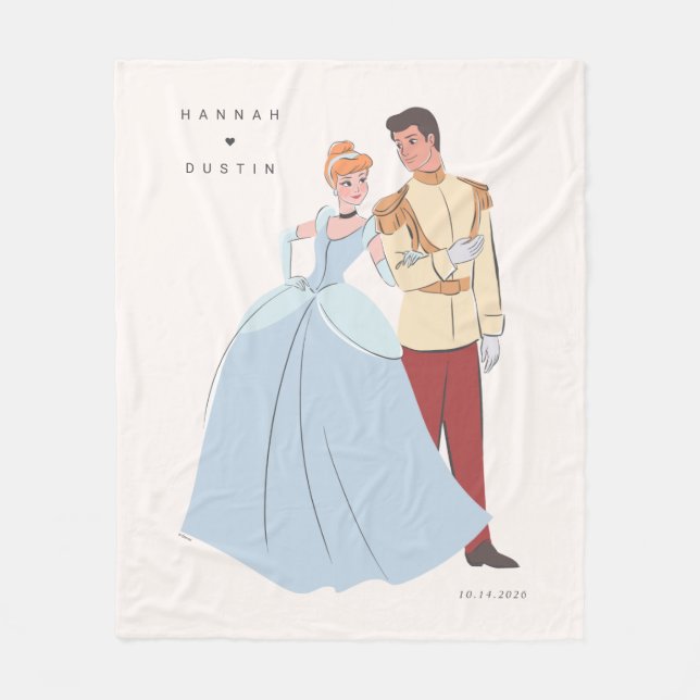 Princess Cinderella & Prince Charming Wedding Fleece Blanket (Front)